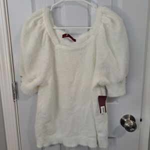 Women's White Fuzzy Sweatshirt